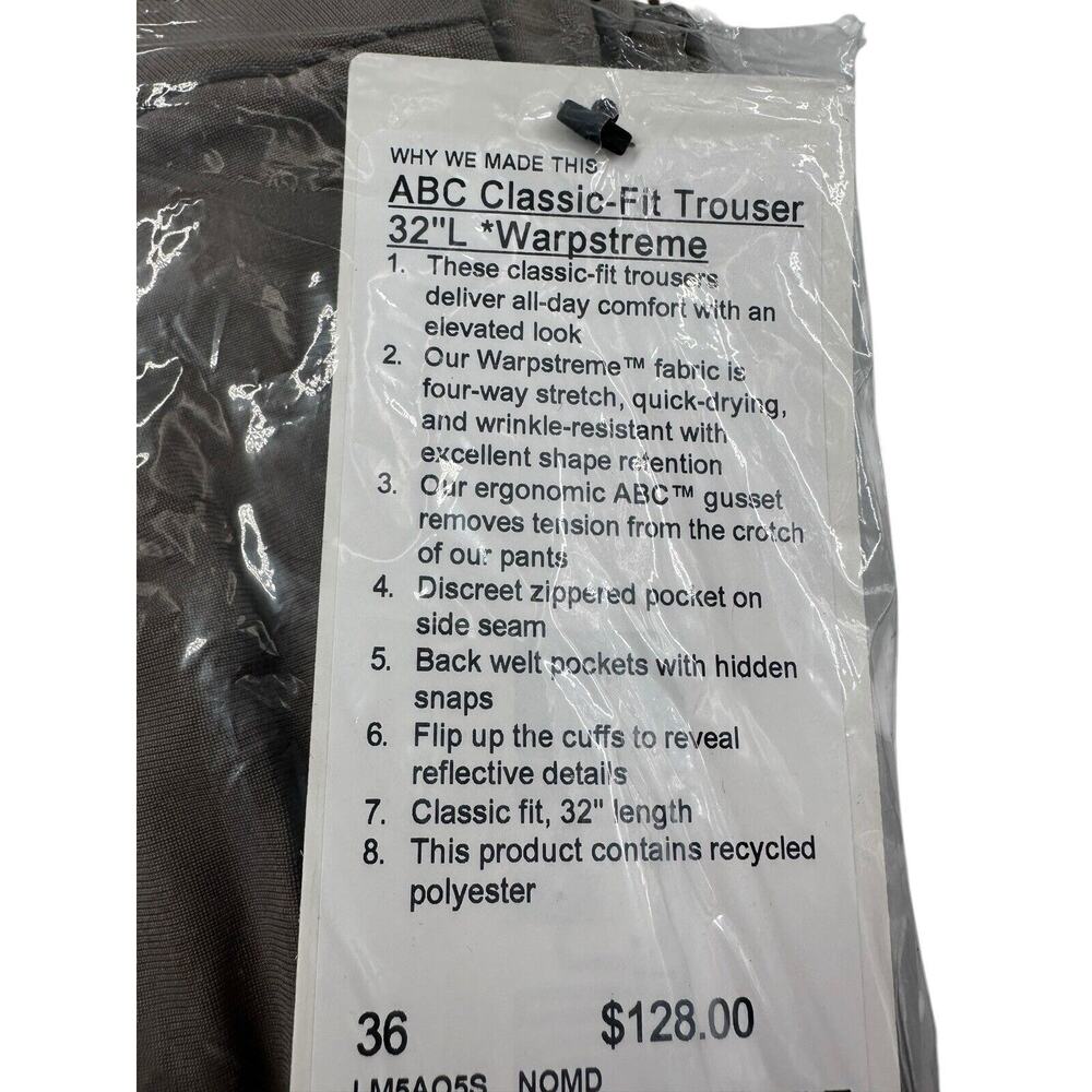 NWT $128 Lululemon ABC Classic-Fit 5Pkt Pants Trouser Warpstreme In Nomad 34x32 - Picture 8 of 9